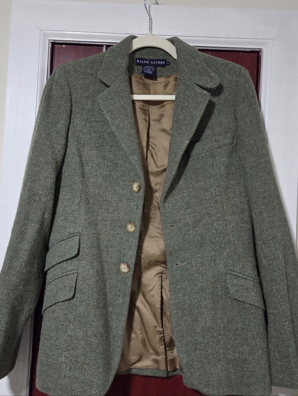 Ralph Lauren Classic Tweed Blazer With Suede Elbow Patches, Sz 6 - Picture 2 of 4